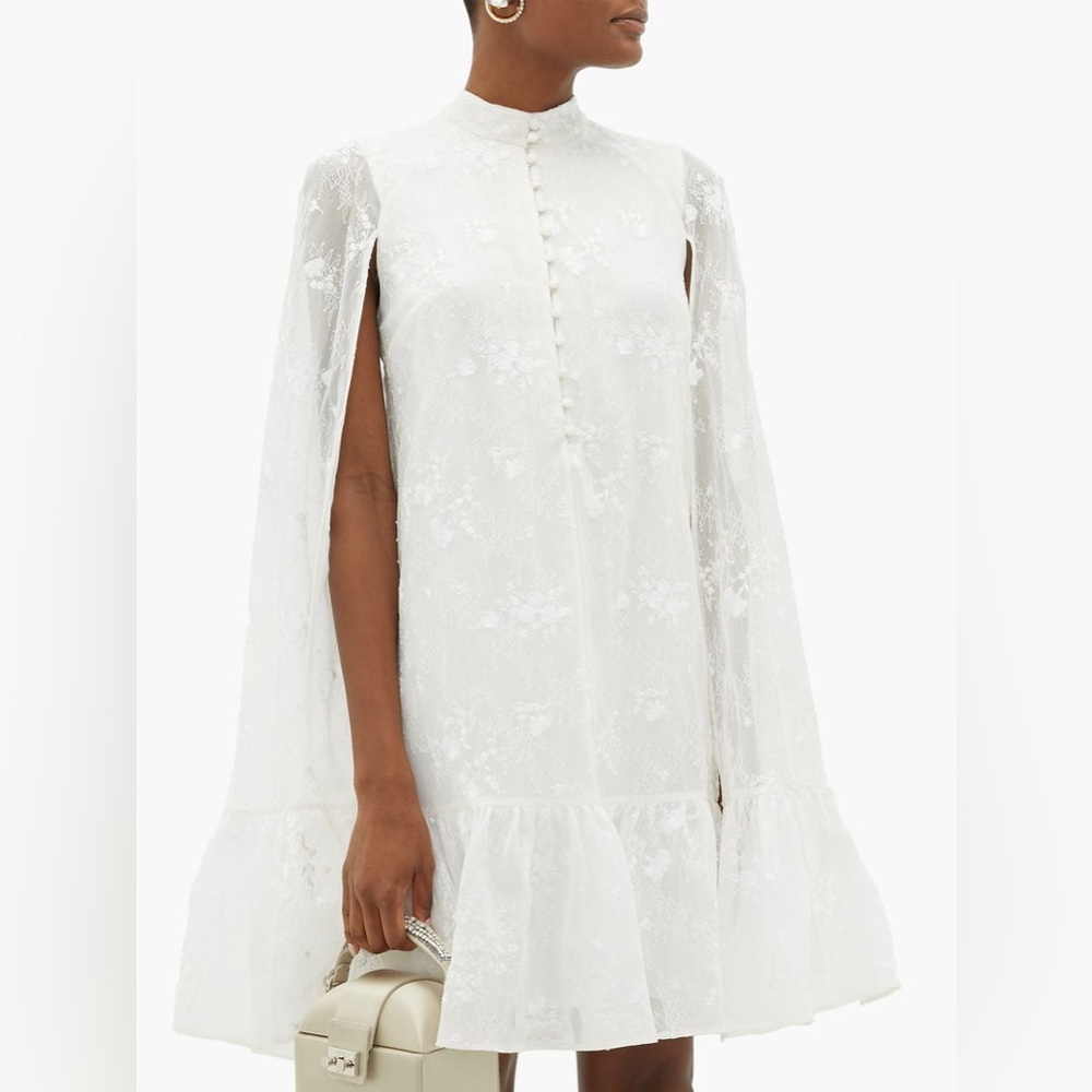 Erdem - Constantine Embroidered-Cape Mini Dress